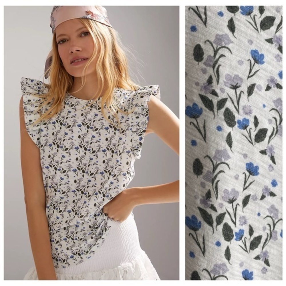 Nation LTD Blue Floral Print Paulette Tank M